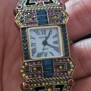 Heidi Daus Multicolor Quartz Watch - Leather Strap Black